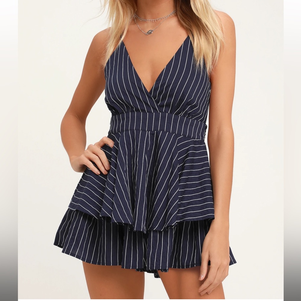 Lulus Flirty Thrills Backless Romper - NWT
